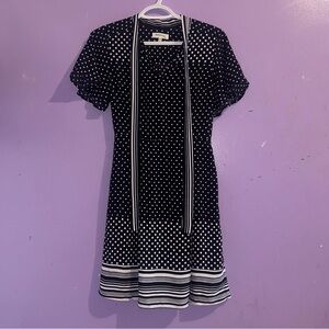 H&M Black & White Classic Polka Dot Neck Tie Front Mini Dress